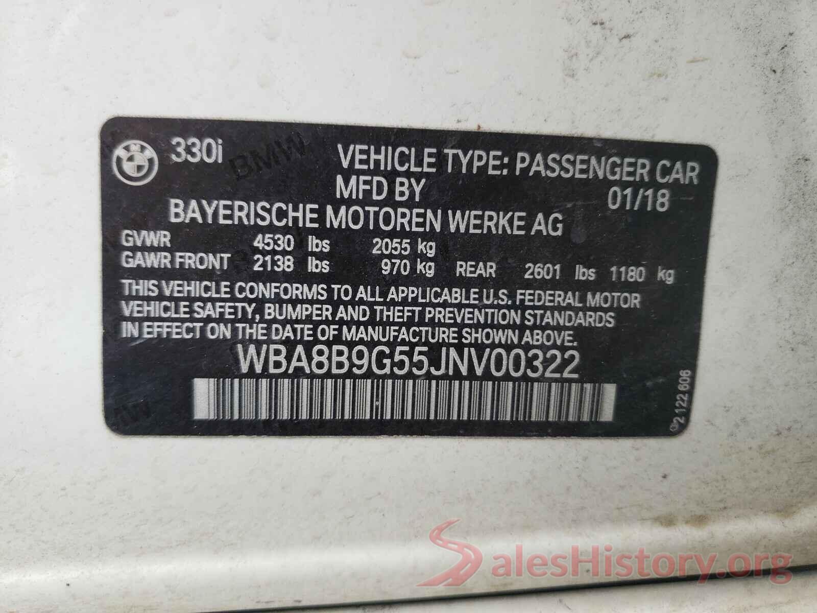 WBA8B9G55JNV00322 2018 BMW 3 SERIES