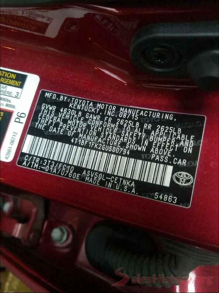 4T1BF1FK2GU500794 2016 TOYOTA CAMRY