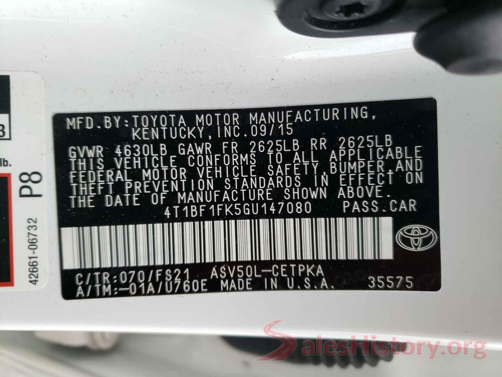 4T1BF1FK5GU147080 2016 TOYOTA CAMRY