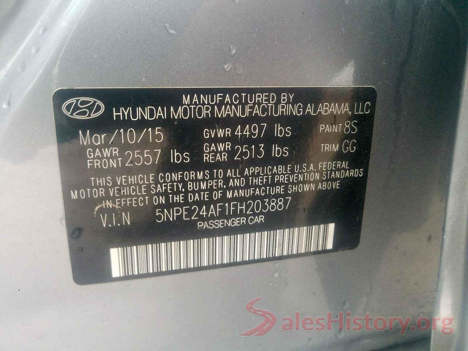 5NPE24AF1FH203887 2015 HYUNDAI SONATA