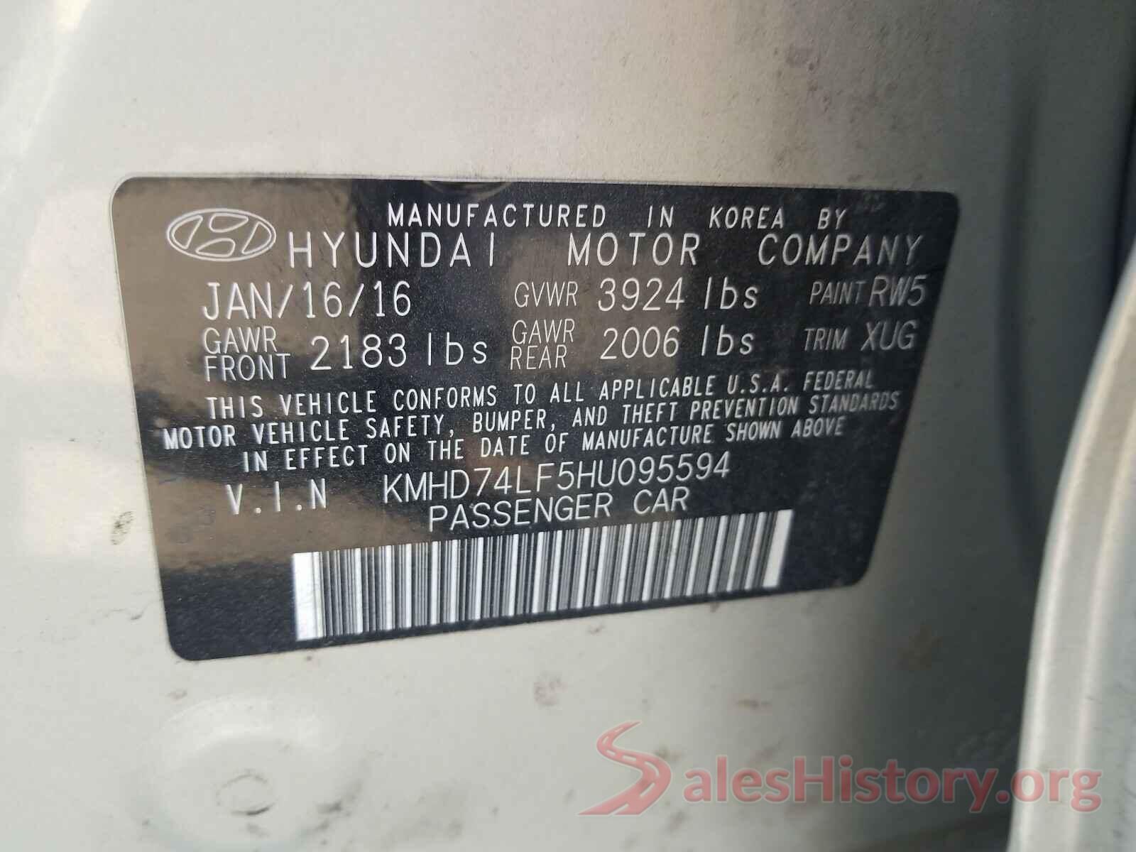 KMHD74LF5HU095594 2017 HYUNDAI ELANTRA