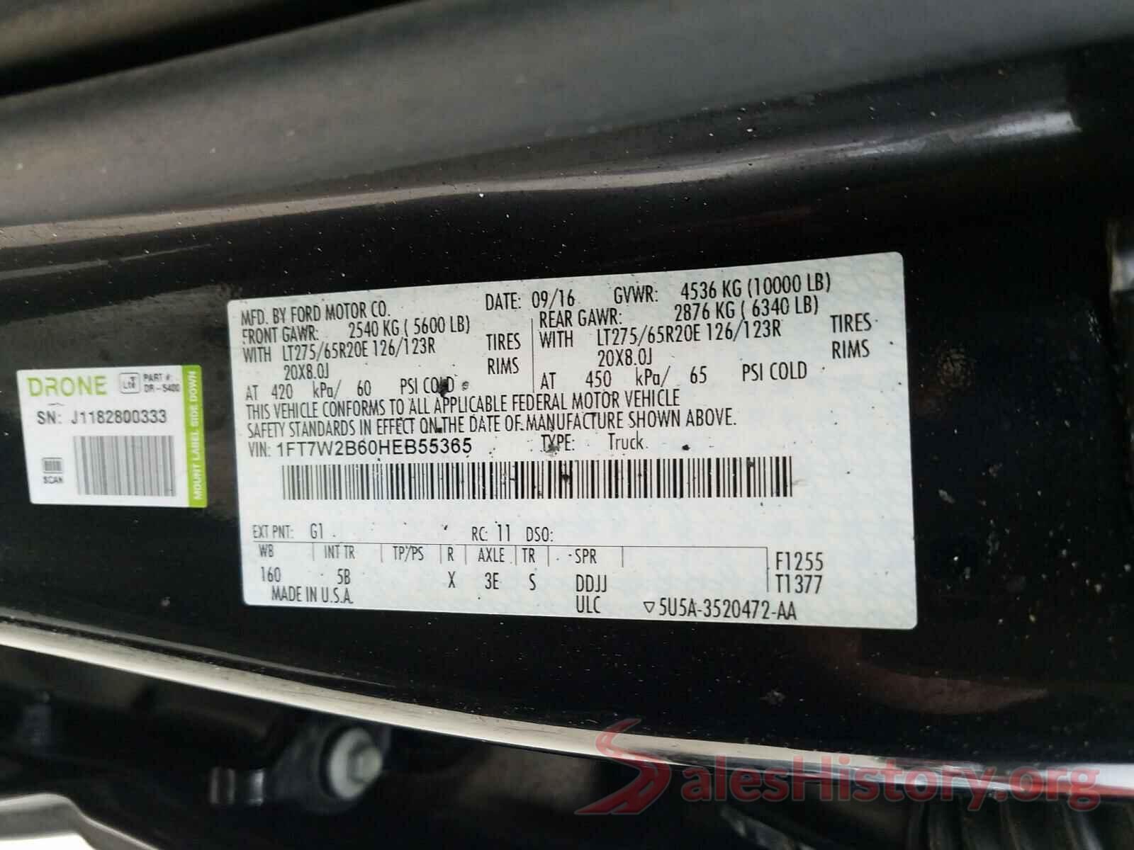 1FT7W2B60HEB55365 2017 FORD F250