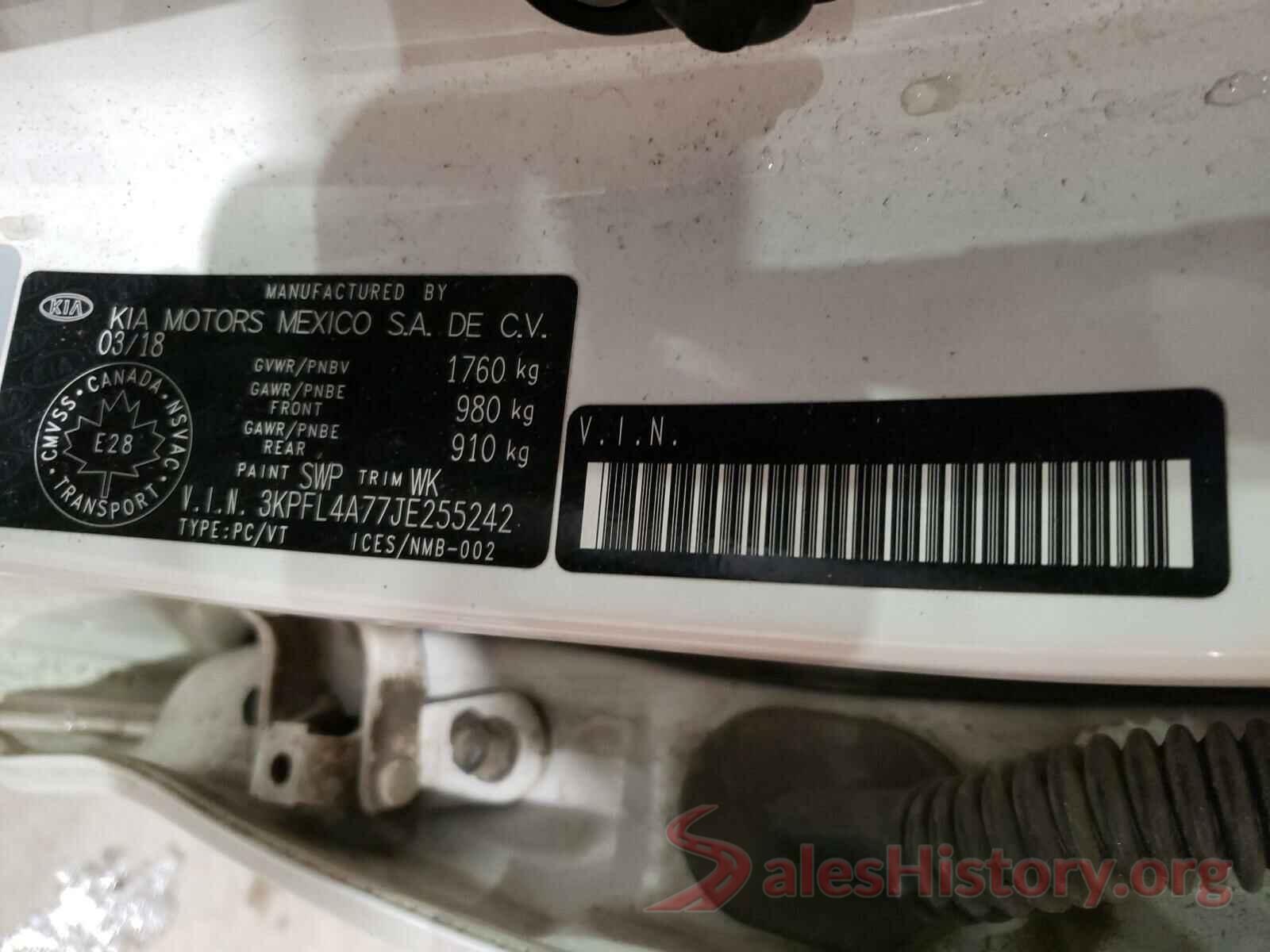 3KPFL4A77JE255242 2018 KIA FORTE