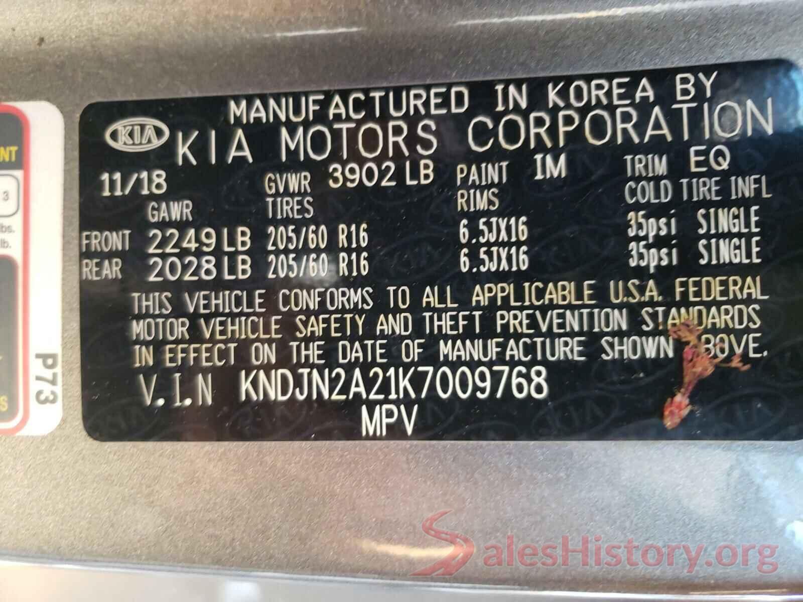 KNDJN2A21K7009768 2019 KIA SOUL