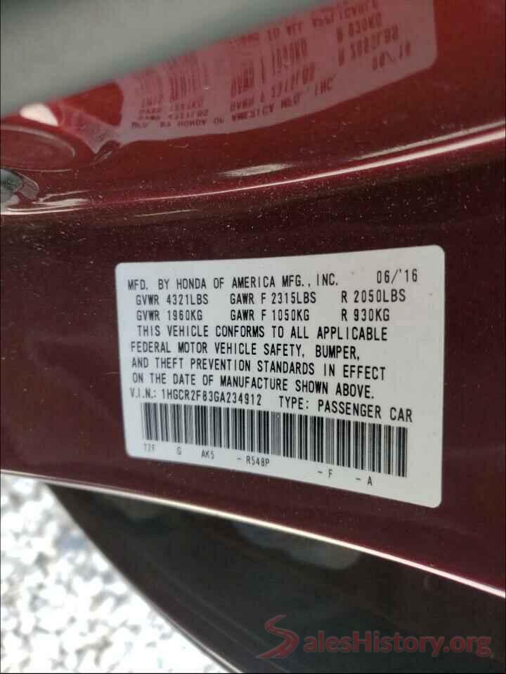 1HGCR2F83GA234912 2016 HONDA ACCORD