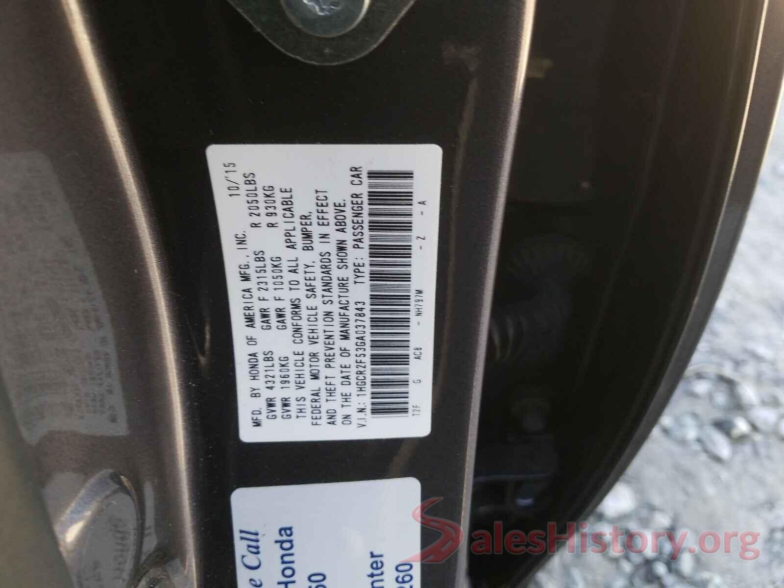 1HGCR2F53GA037843 2016 HONDA ACCORD