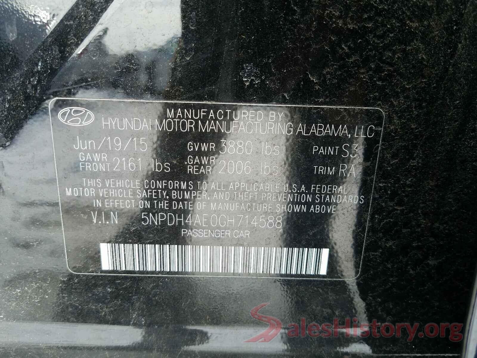 5NPDH4AE0GH714588 2016 HYUNDAI ELANTRA