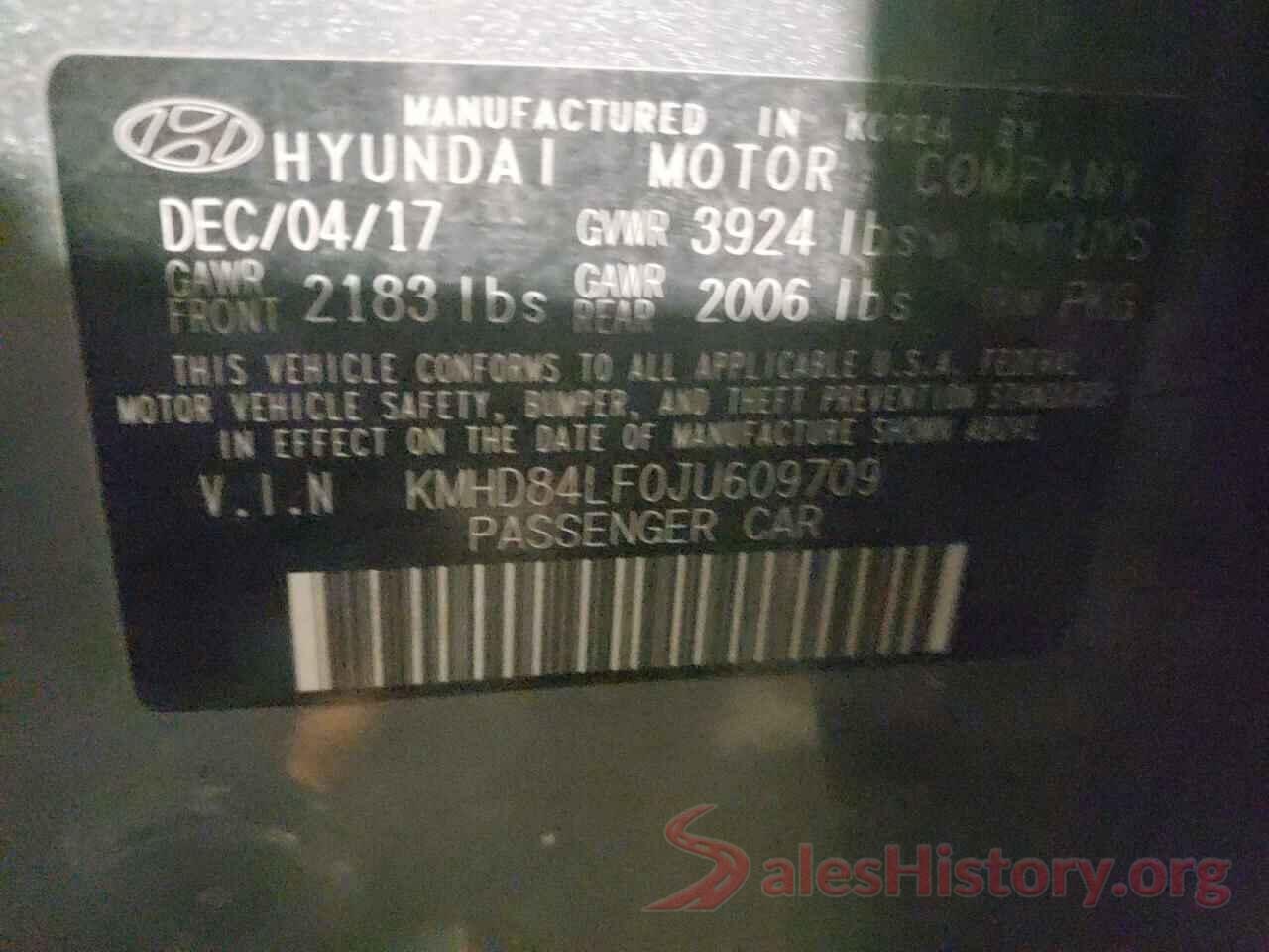 KMHD84LF0JU609709 2018 HYUNDAI ELANTRA