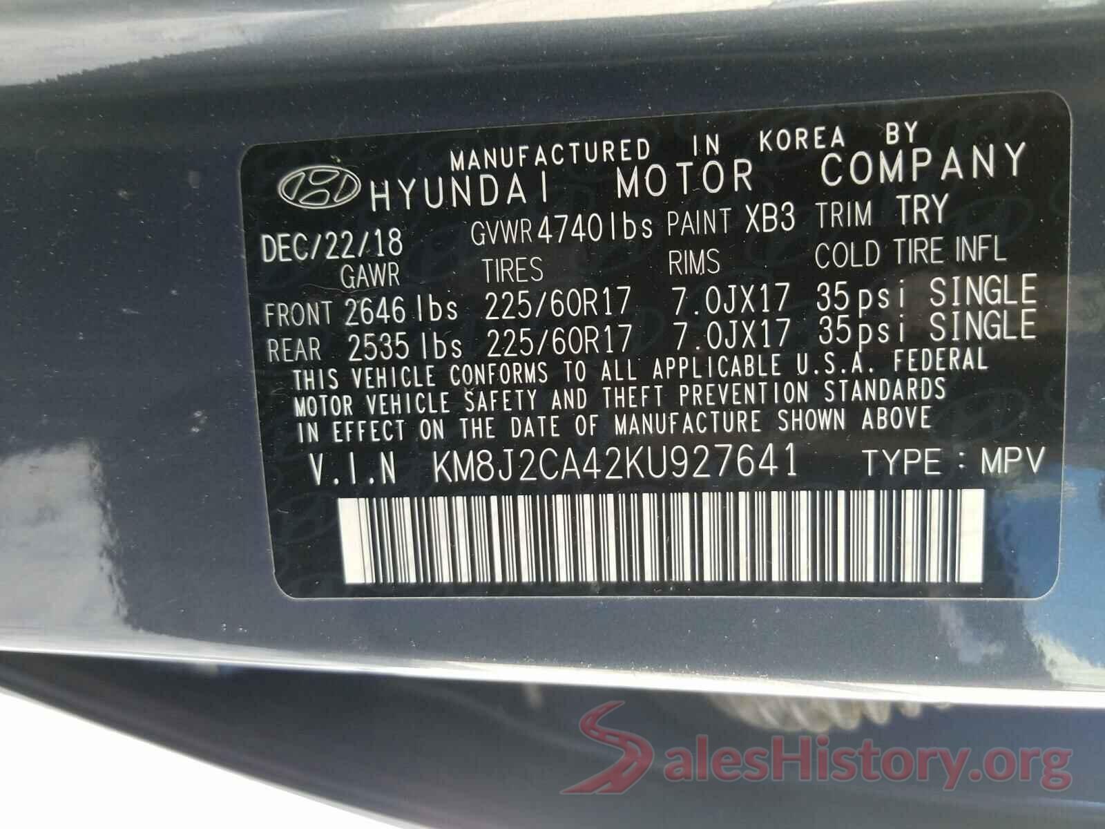 KM8J2CA42KU927641 2019 HYUNDAI TUCSON