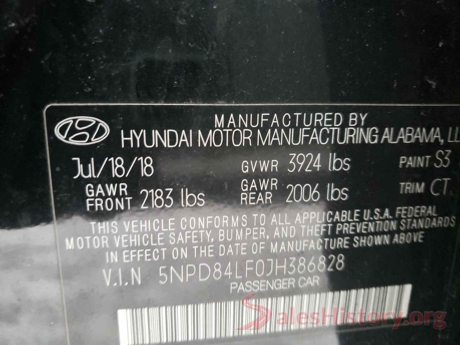 5NPD84LF0JH386828 2018 HYUNDAI ELANTRA