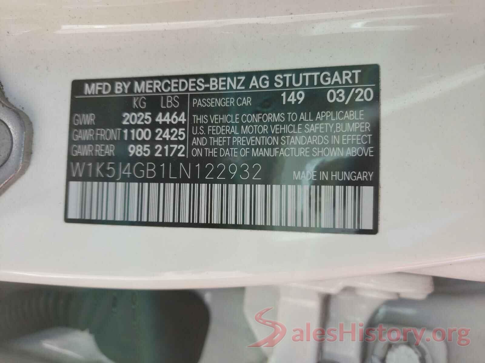 W1K5J4GB1LN122932 2020 MERCEDES-BENZ C CLASS