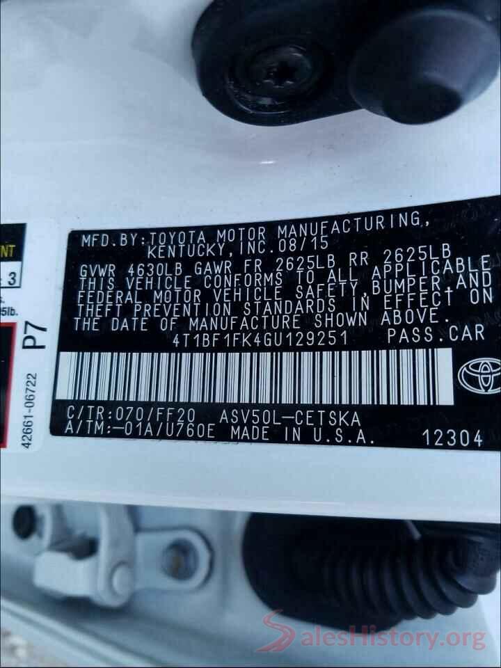 4T1BF1FK4GU129251 2016 TOYOTA CAMRY