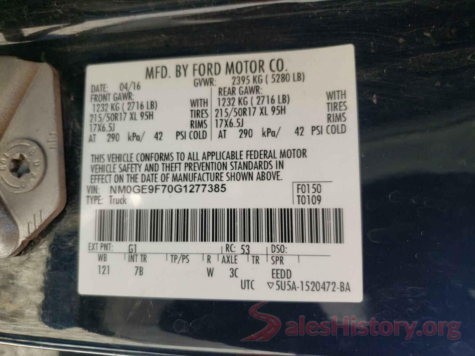 NM0GE9F70G1277385 2016 FORD TRANSIT CO