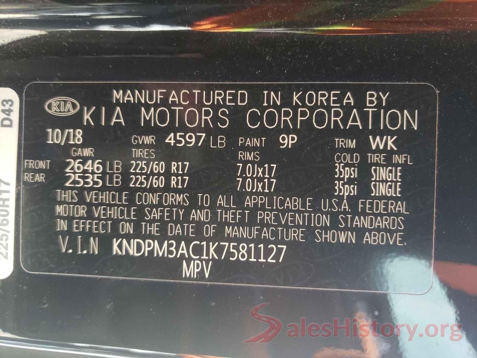 KNDPM3AC1K7581127 2019 KIA SPORTAGE