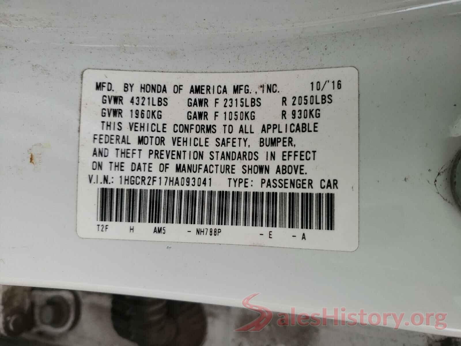 1HGCR2F17HA093041 2017 HONDA ACCORD