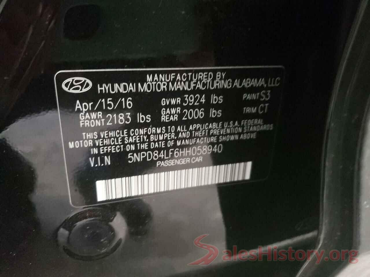 5NPD84LF6HH058940 2017 HYUNDAI ELANTRA