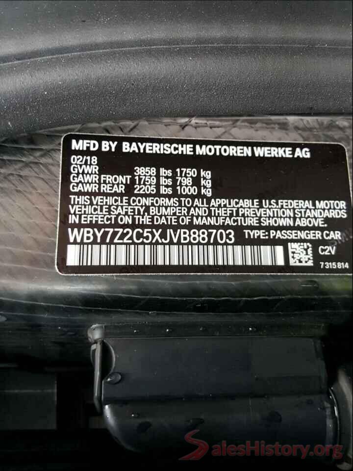 WBY7Z2C5XJVB88703 2018 BMW I SERIES