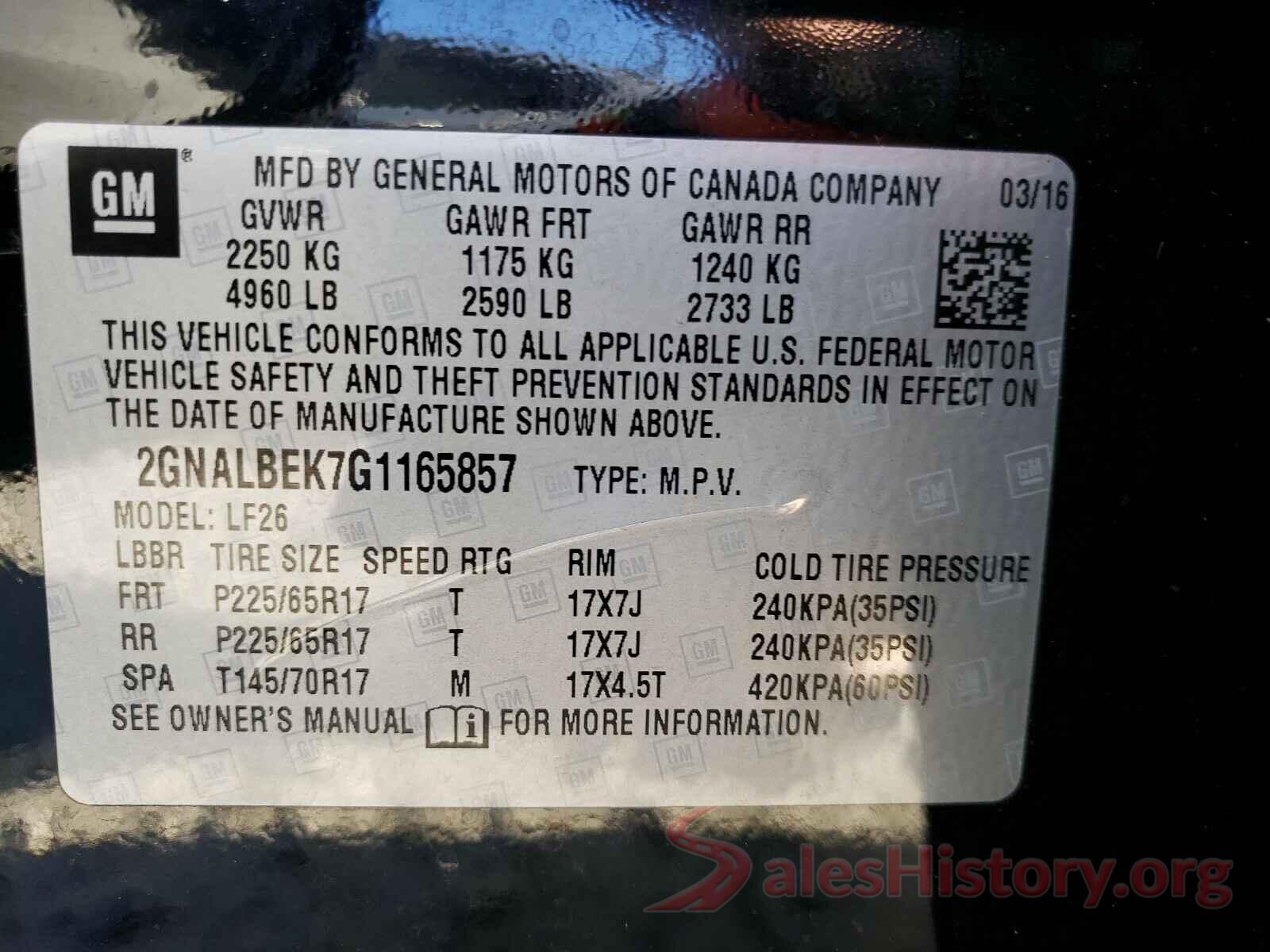 2GNALBEK7G1165857 2016 CHEVROLET EQUINOX