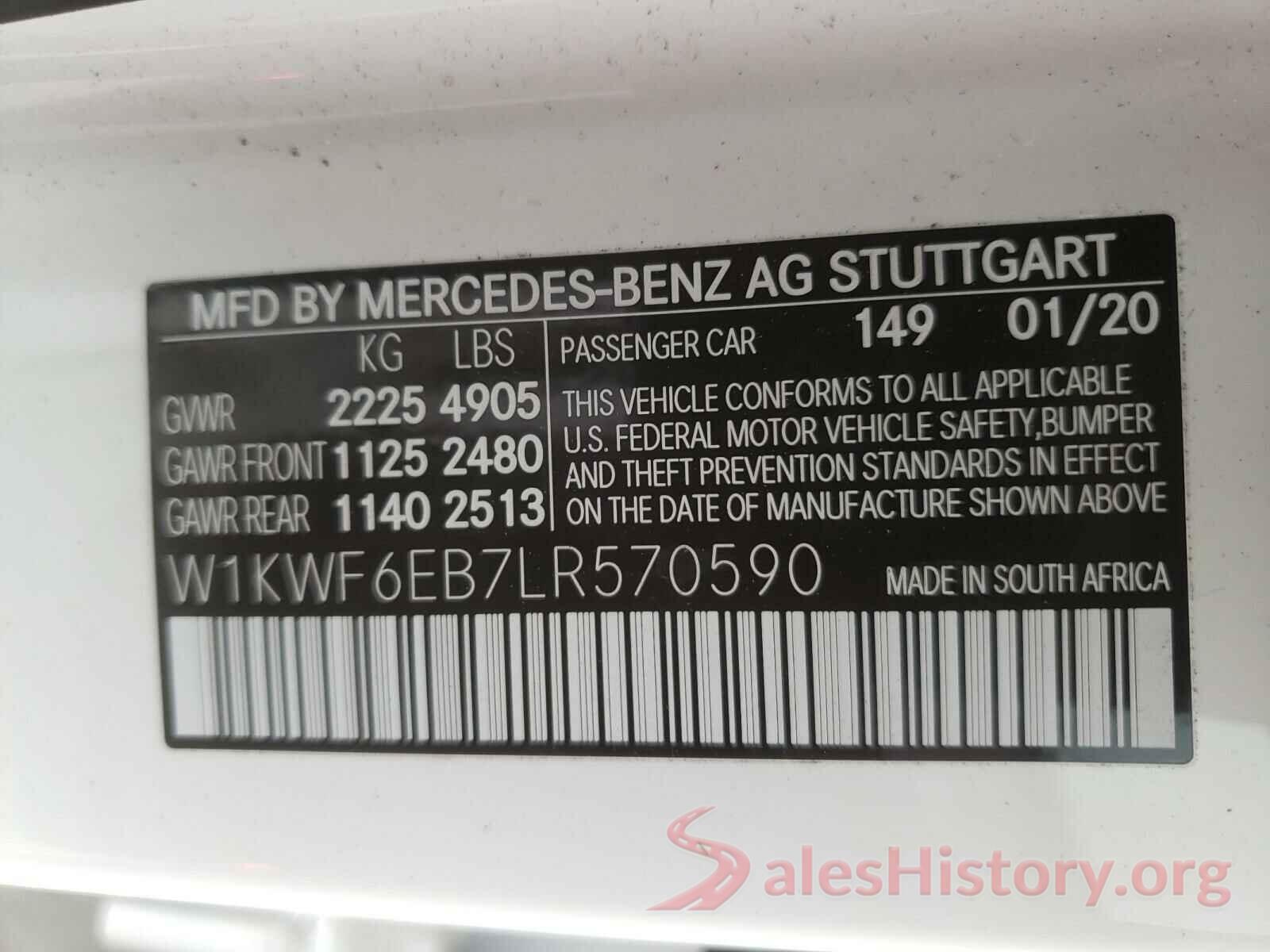 W1KWF6EB7LR570590 2020 MERCEDES-BENZ C CLASS