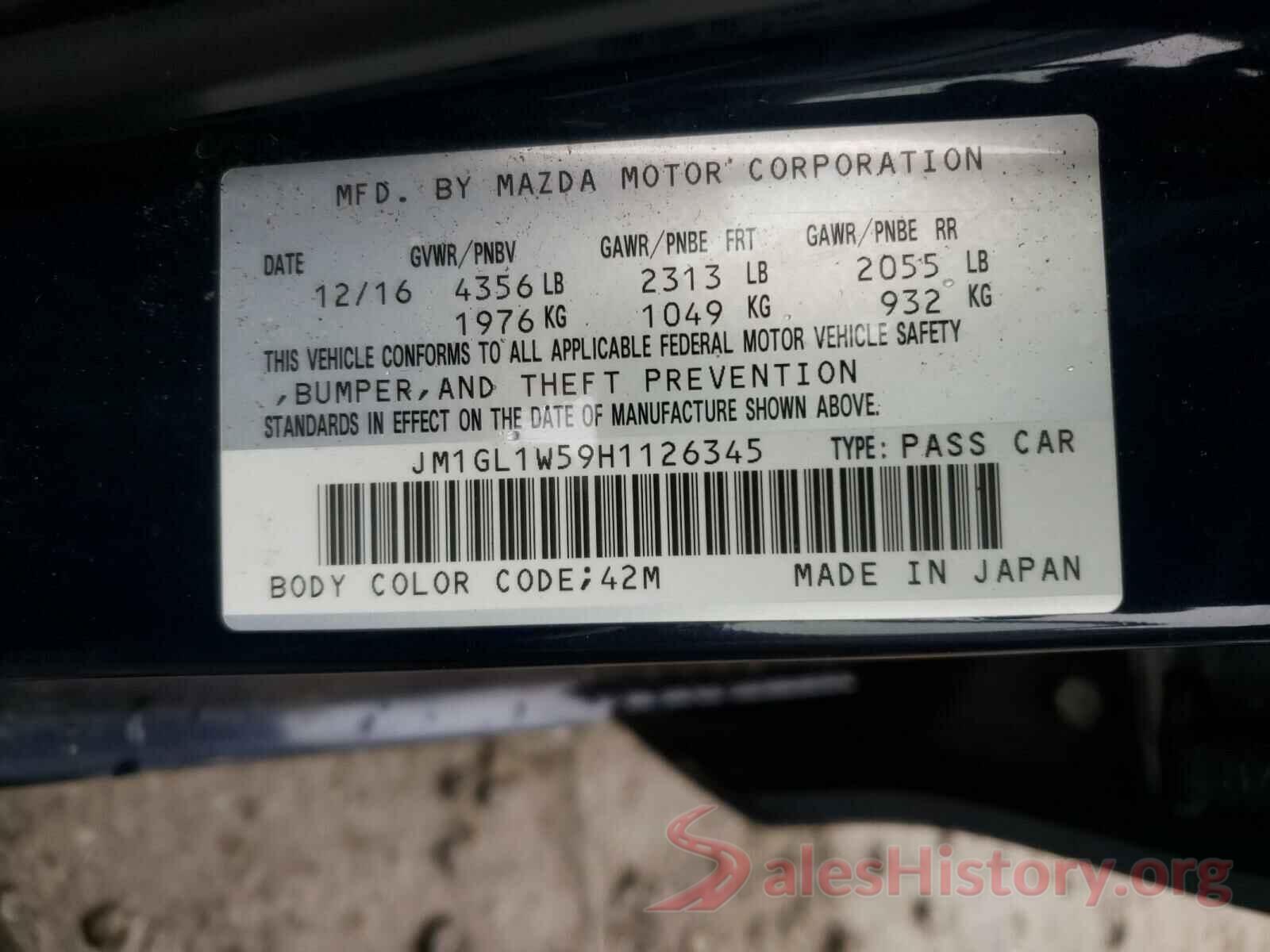 JM1GL1W59H1126345 2017 MAZDA 6