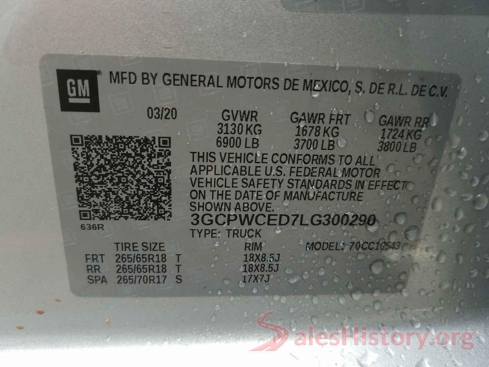 3GCPWCED7LG300290 2020 CHEVROLET SILVERADO