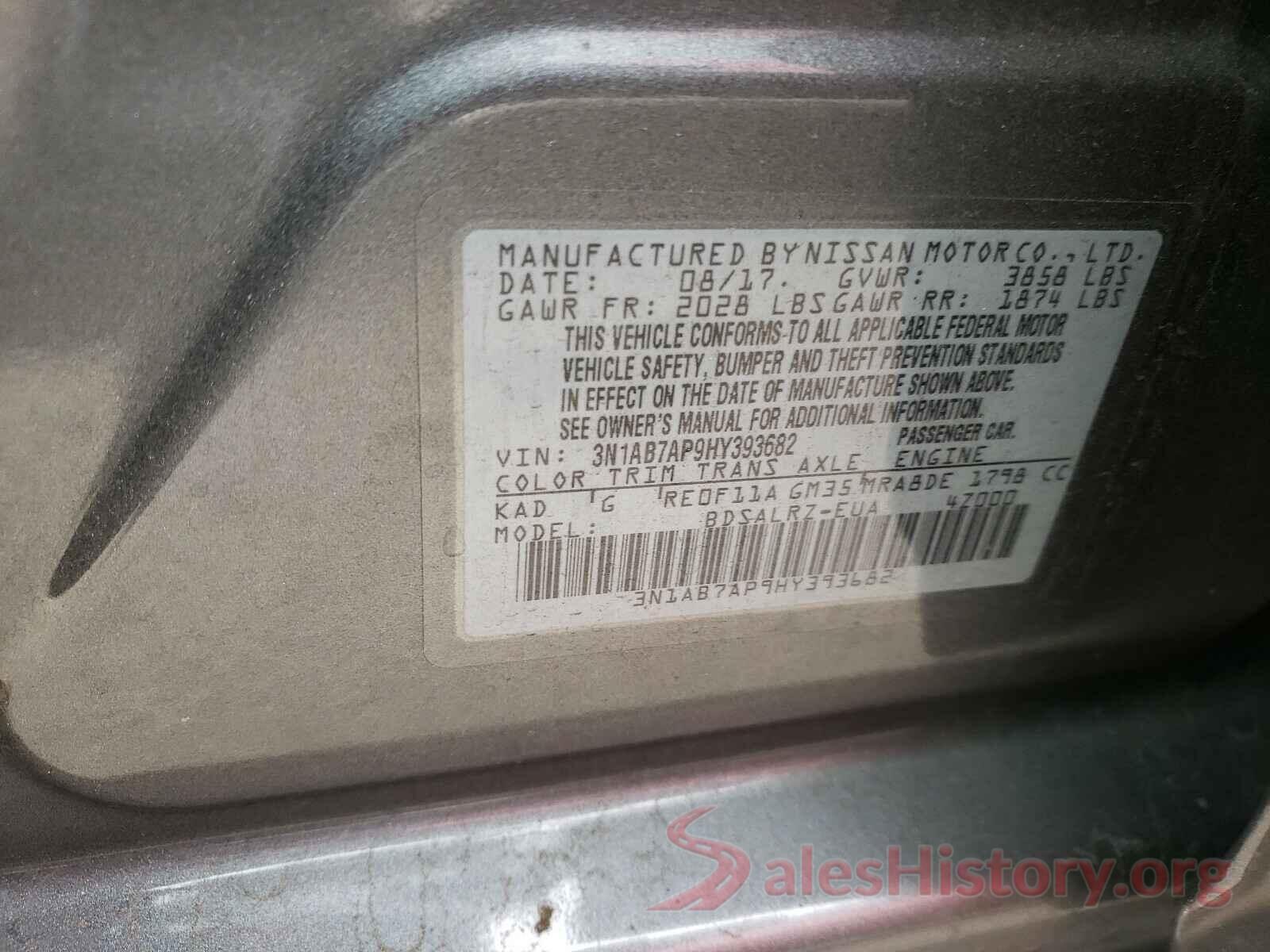 3N1AB7AP9HY393682 2017 NISSAN SENTRA