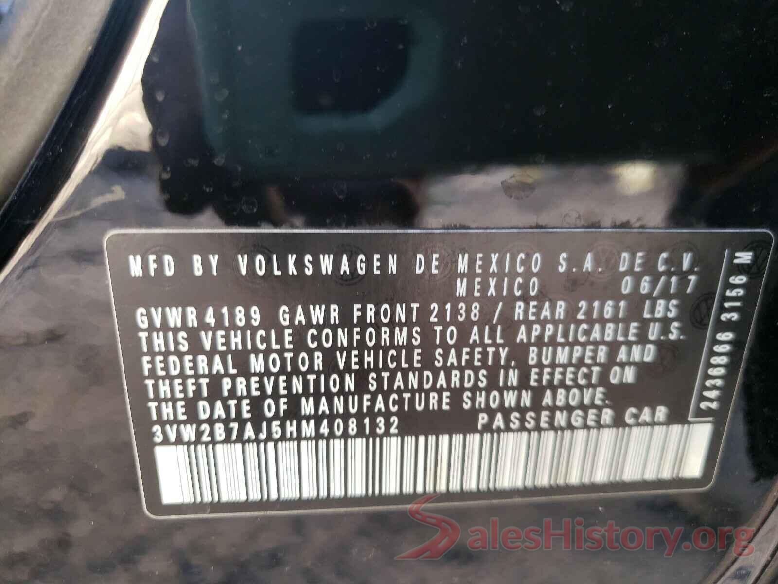 3VW2B7AJ5HM408132 2017 VOLKSWAGEN JETTA