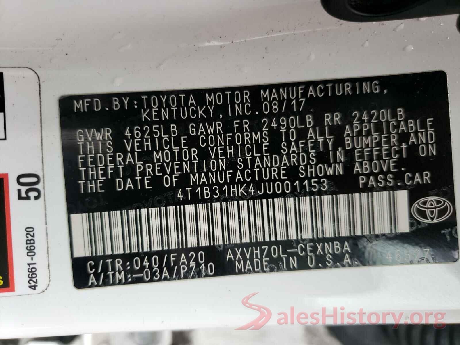 4T1B31HK4JU001153 2018 TOYOTA CAMRY