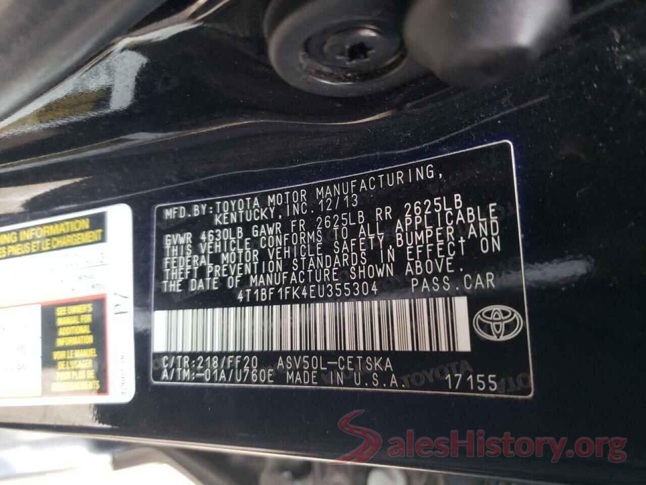 4T1BF1FK4EU355304 2014 TOYOTA CAMRY