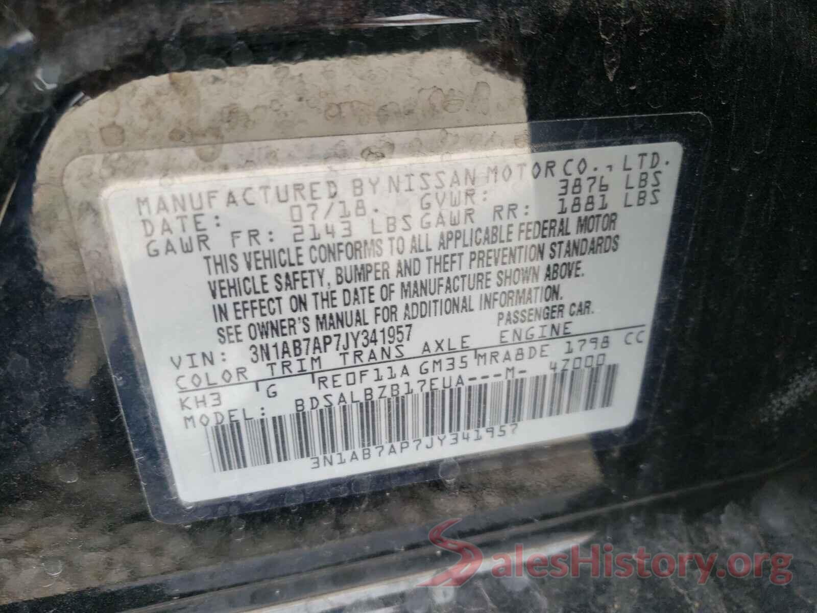 3N1AB7AP7JY341957 2018 NISSAN SENTRA