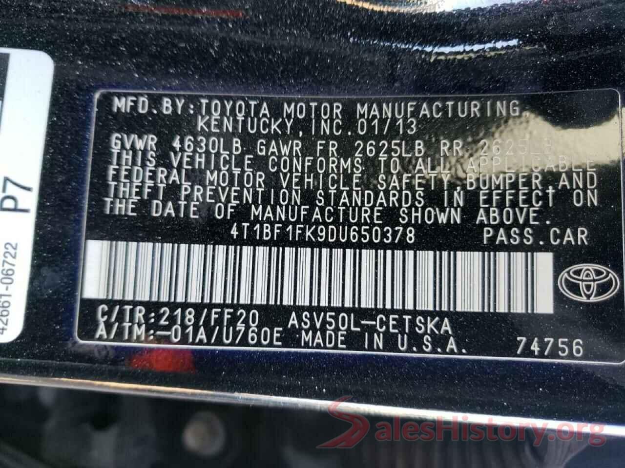 4T1BF1FK9DU650378 2013 TOYOTA CAMRY