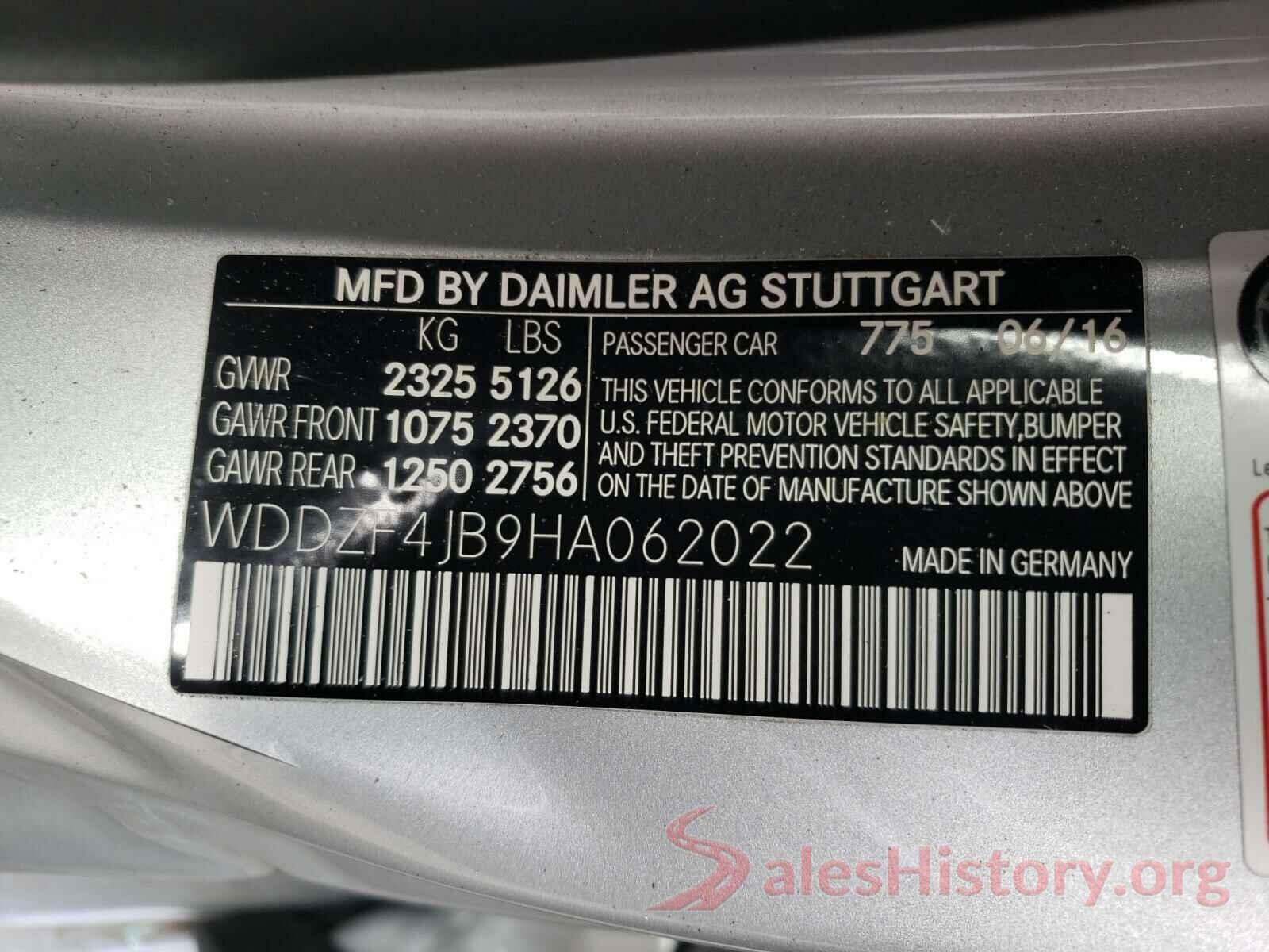 WDDZF4JB9HA062022 2017 MERCEDES-BENZ E CLASS