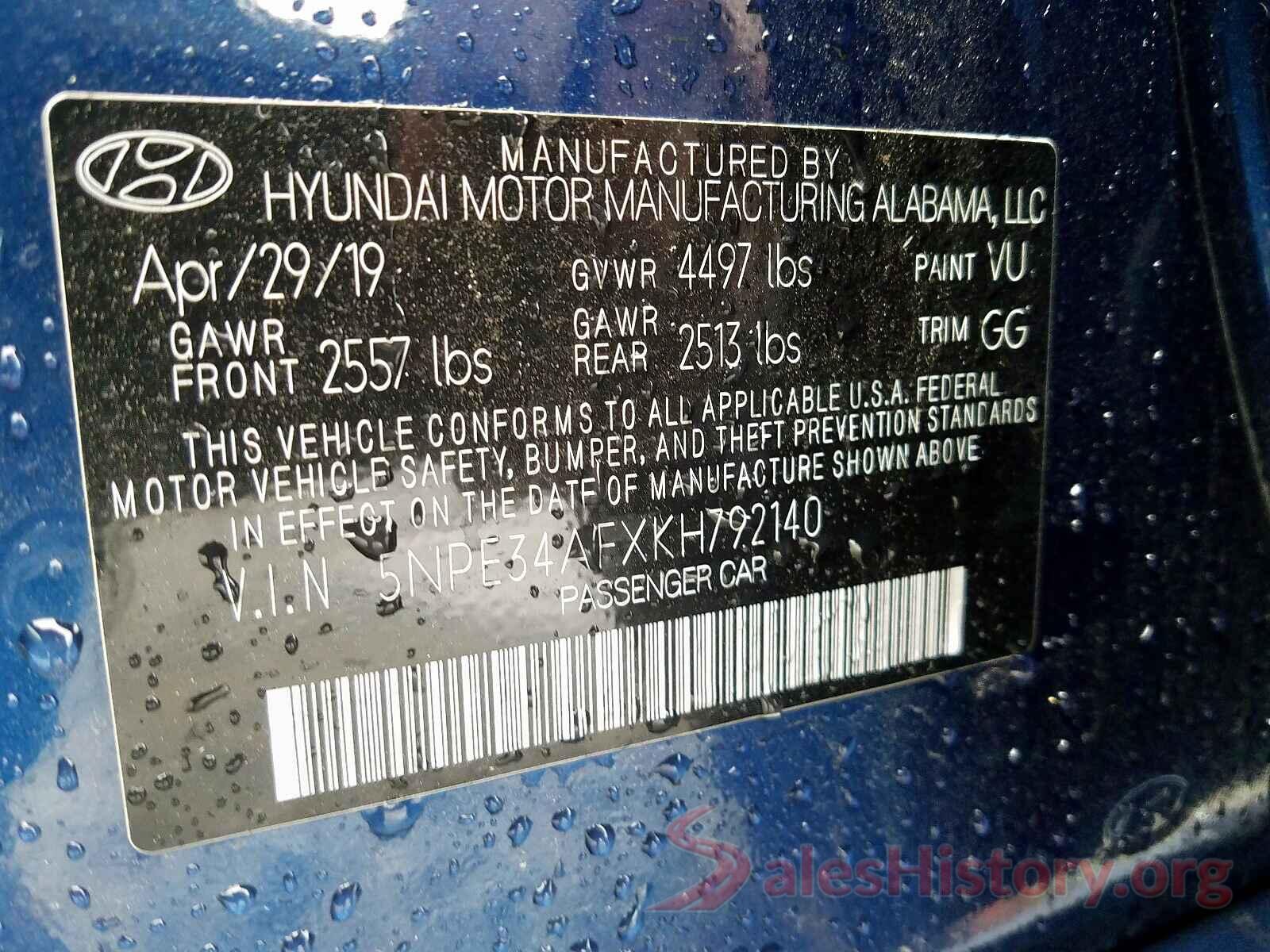 5NPE34AFXKH792140 2019 HYUNDAI SONATA