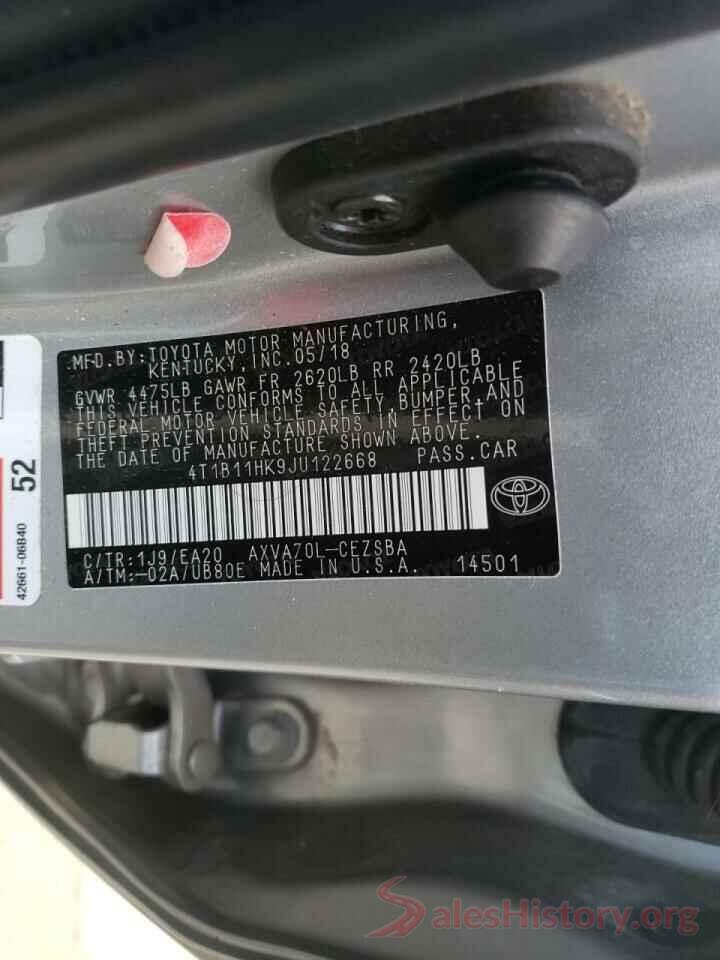 4T1B11HK9JU122668 2018 TOYOTA CAMRY