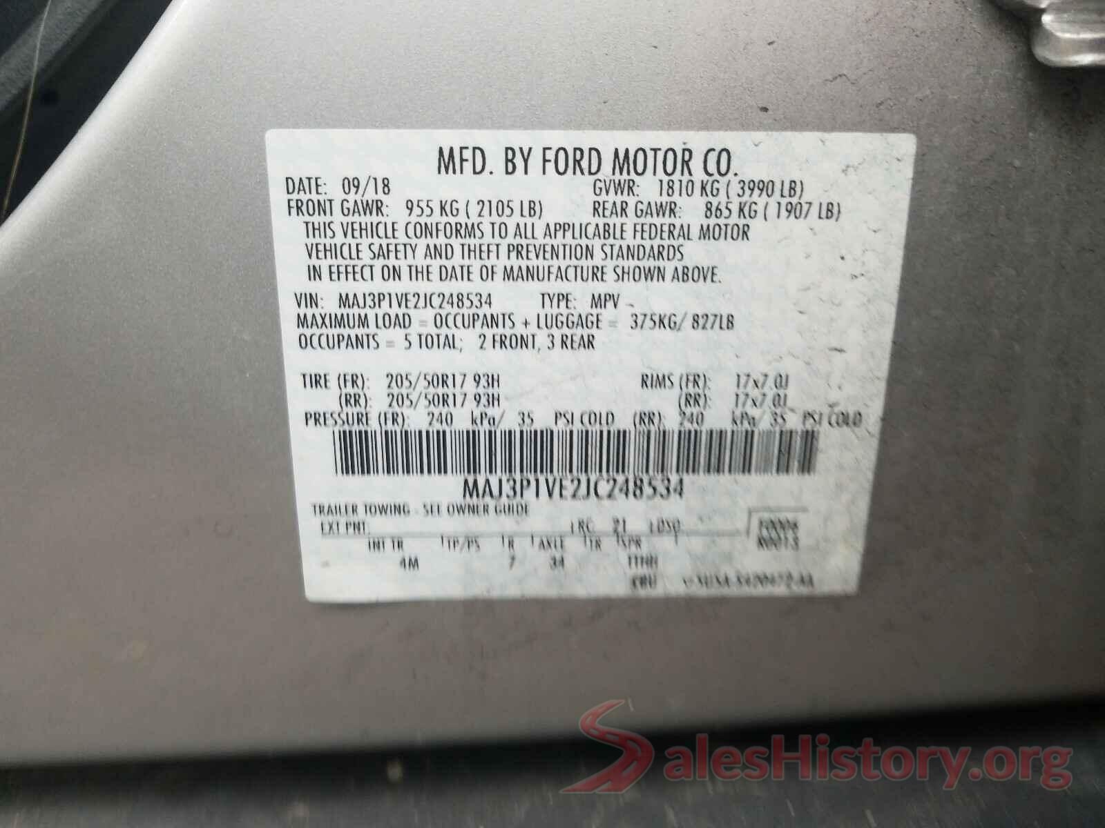 MAJ3P1VE2JC248534 2018 FORD ALL OTHER