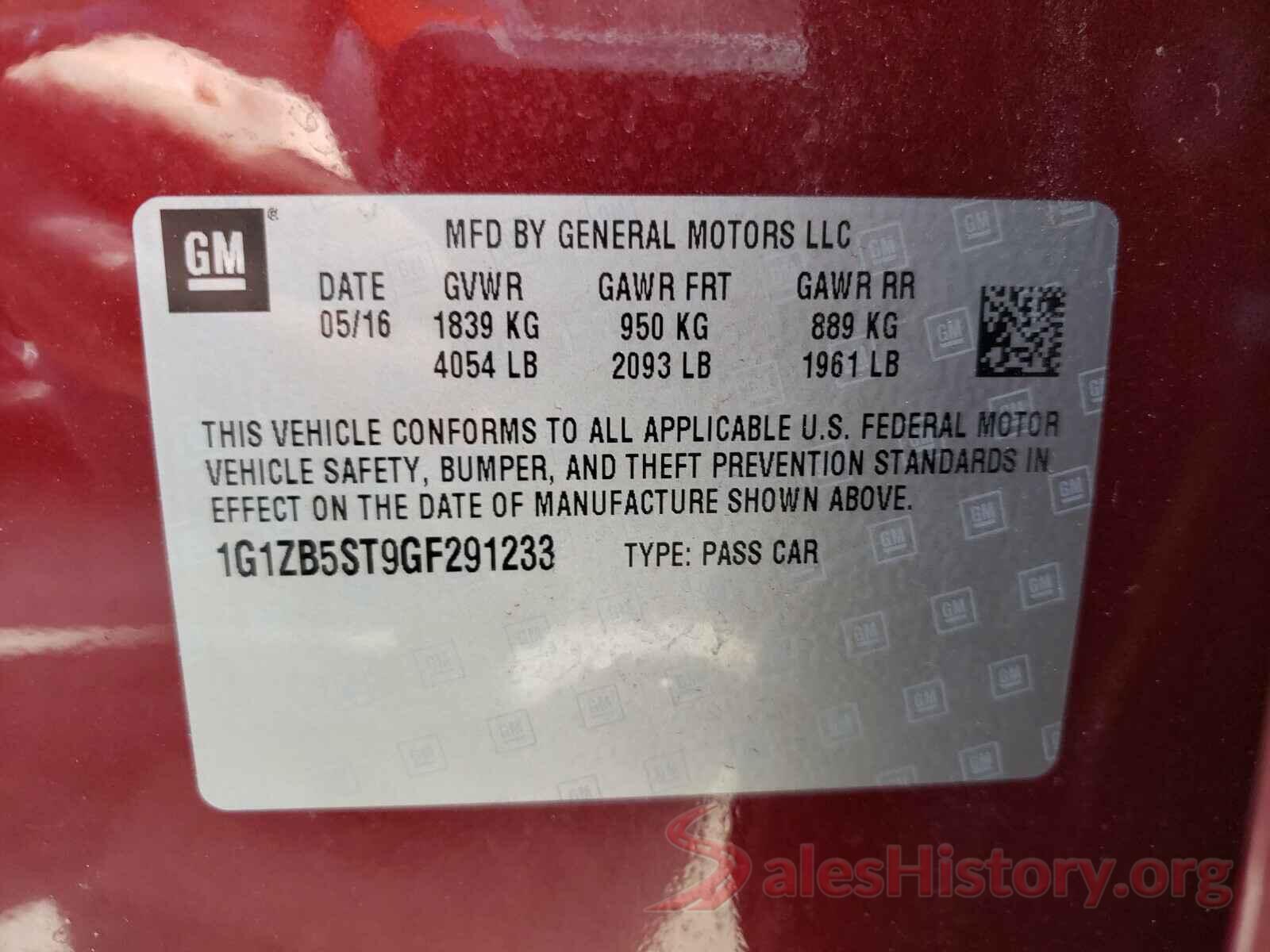 1G1ZB5ST9GF291233 2016 CHEVROLET MALIBU