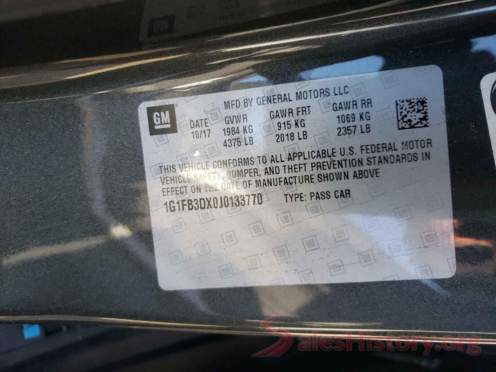 1G1FB3DX0J0133770 2018 CHEVROLET CAMARO