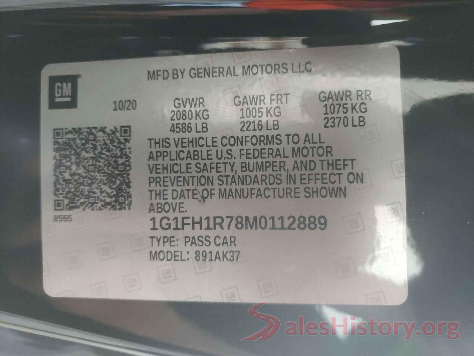 1G1FH1R78M0112889 2021 CHEVROLET CAMARO