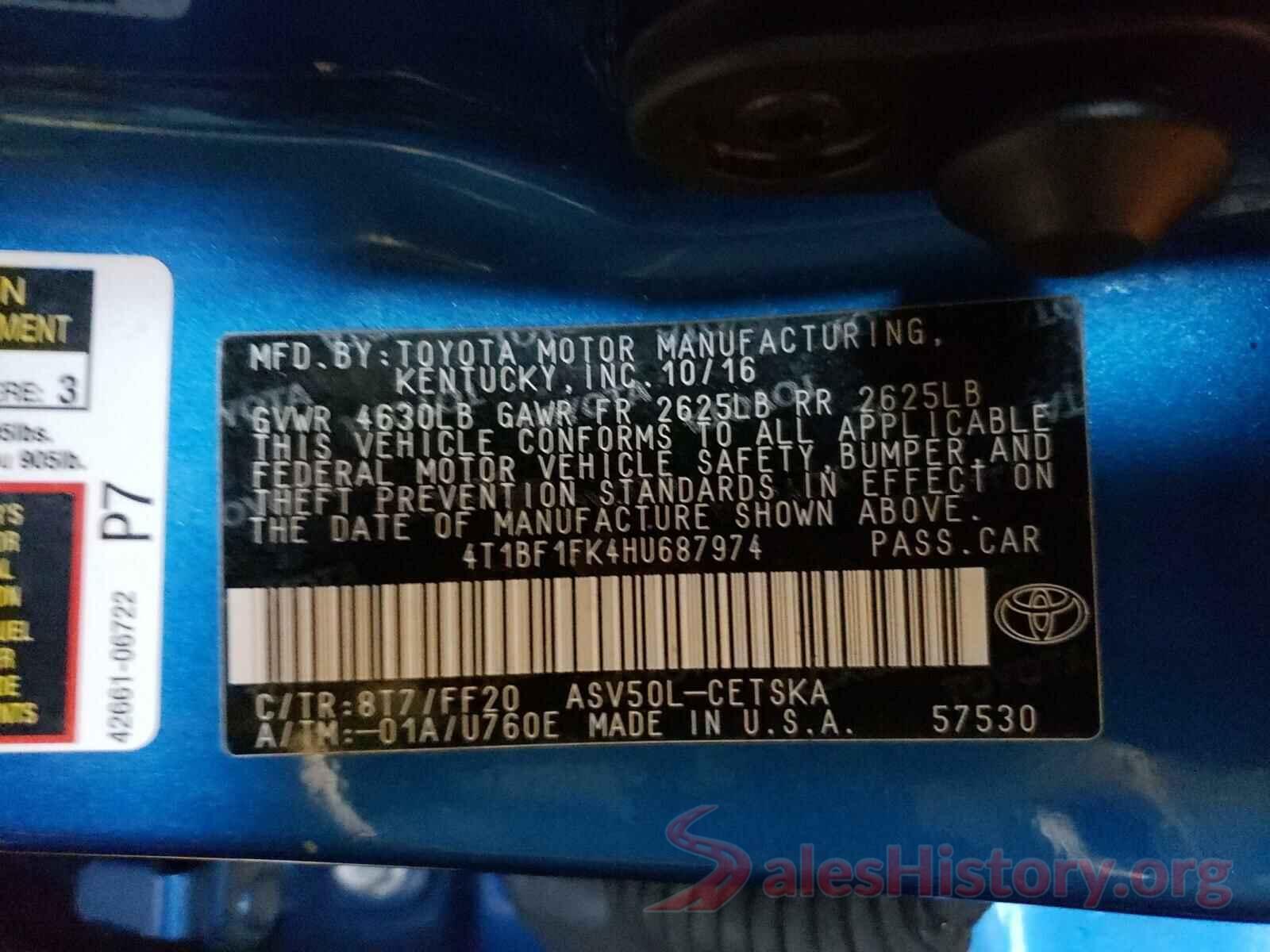 4T1BF1FK4HU687974 2017 TOYOTA CAMRY