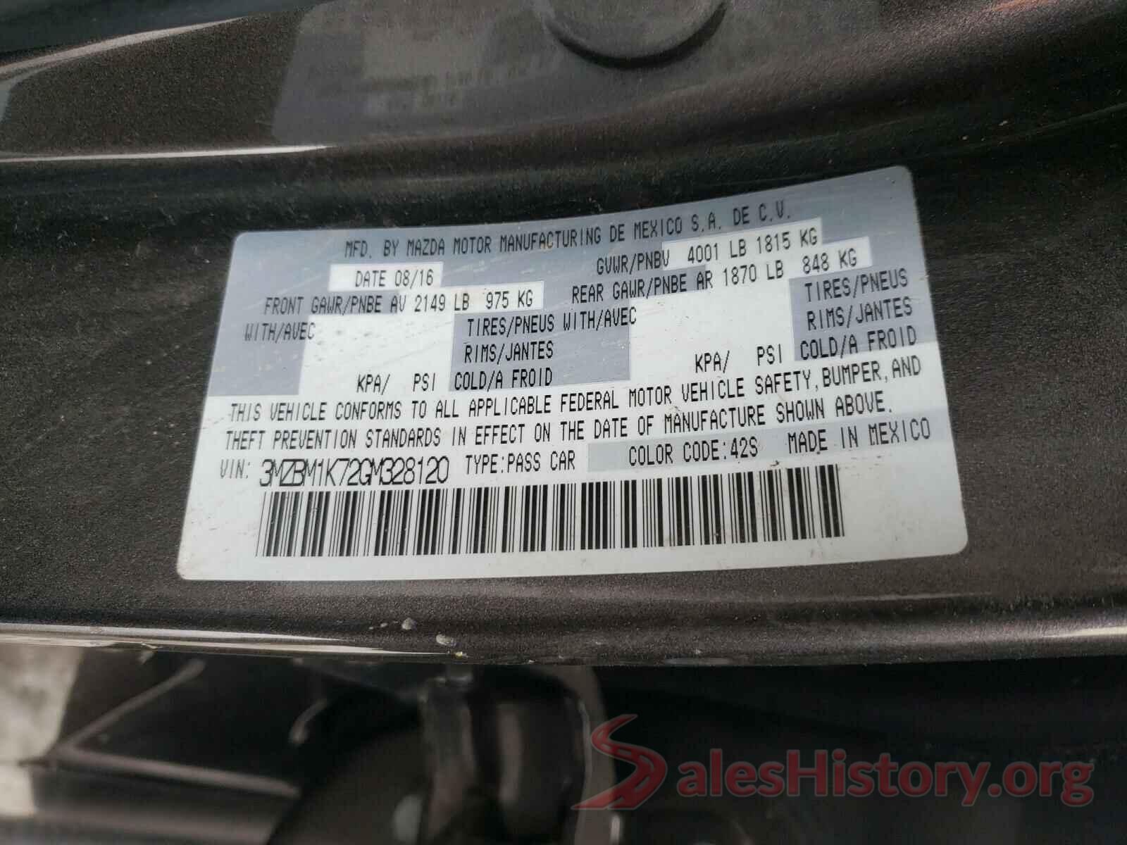 3MZBM1K72GM328120 2016 MAZDA 3