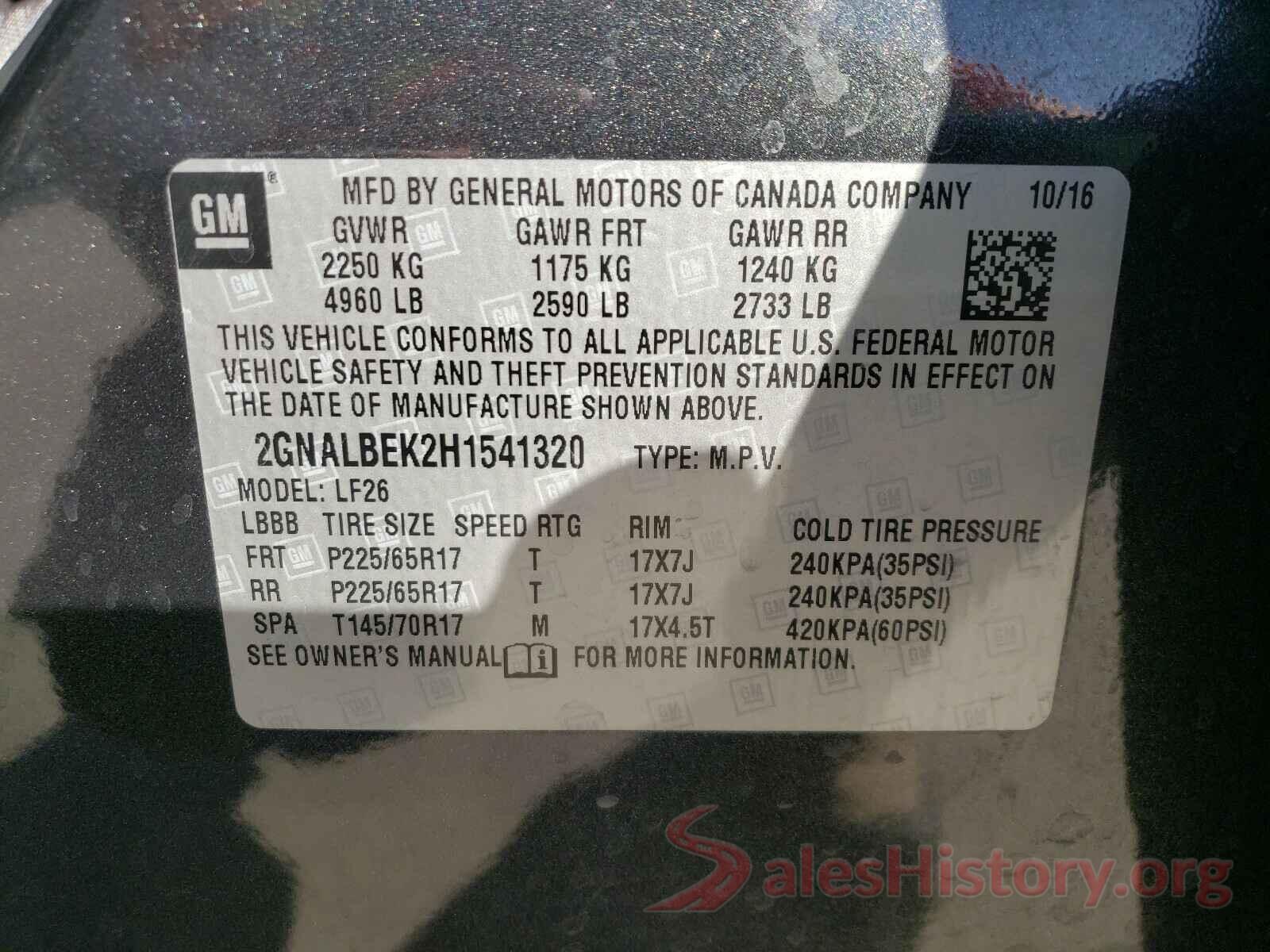 2GNALBEK2H1541320 2017 CHEVROLET EQUINOX