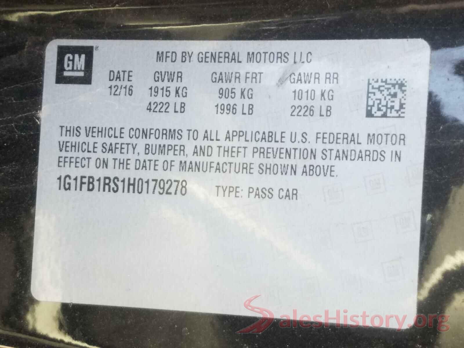 1G1FB1RS1H0179278 2017 CHEVROLET CAMARO