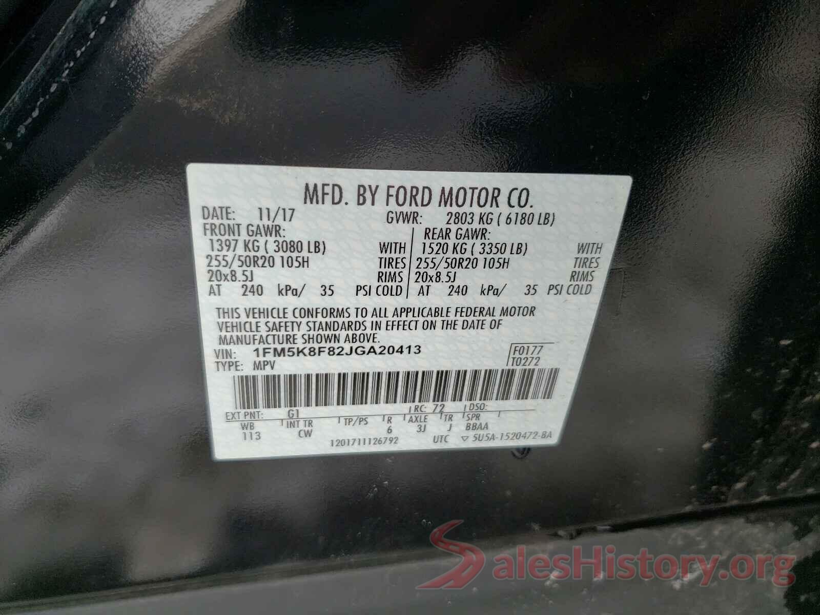 1FM5K8F82JGA20413 2018 FORD EXPLORER