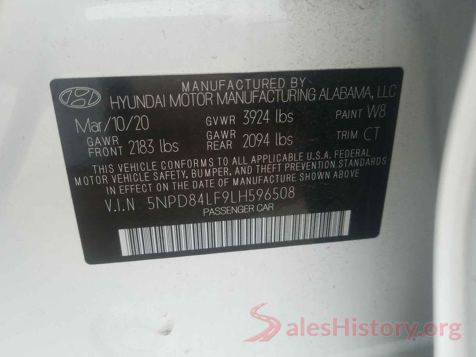 5NPD84LF9LH596508 2020 HYUNDAI ELANTRA