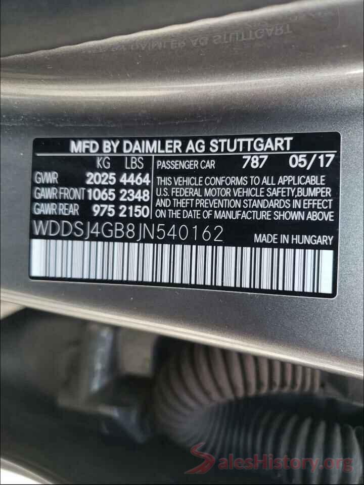 WDDSJ4GB8JN540162 2018 MERCEDES-BENZ C CLASS