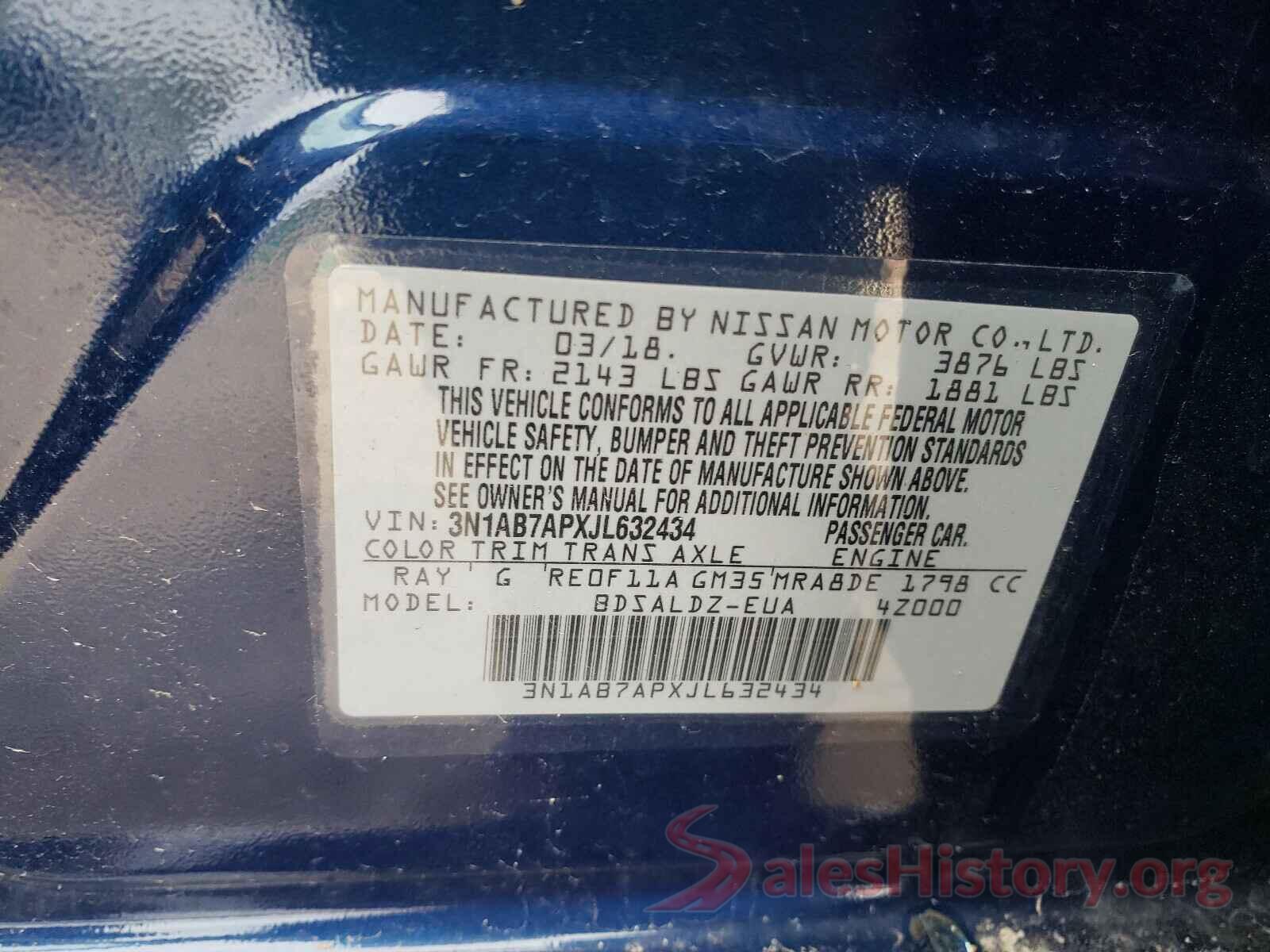 3N1AB7APXJL632434 2018 NISSAN SENTRA