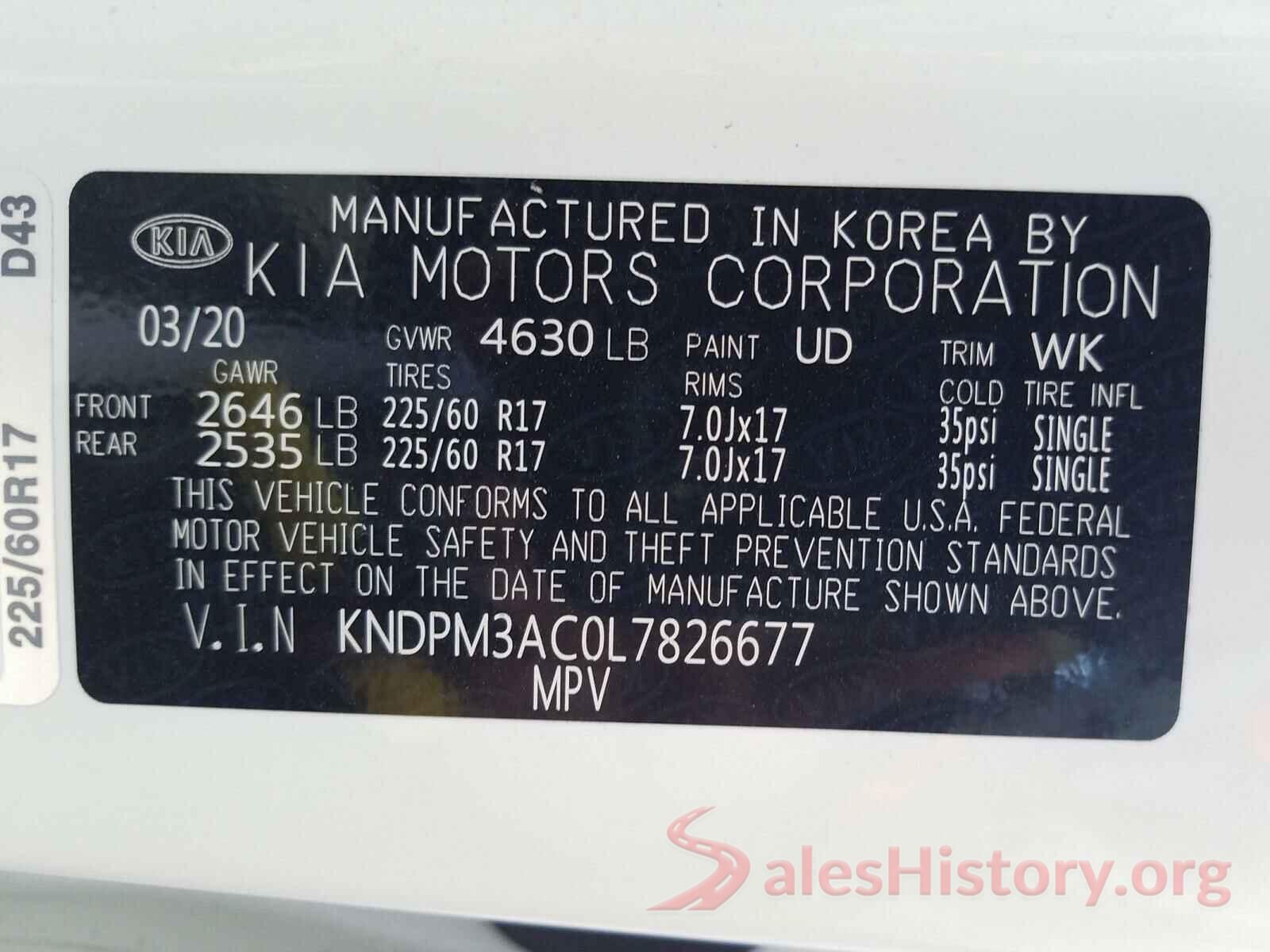 KNDPM3AC0L7826677 2020 KIA SPORTAGE