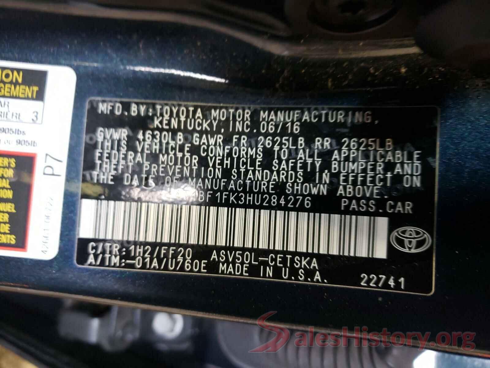 4T1BF1FK3HU284276 2017 TOYOTA CAMRY