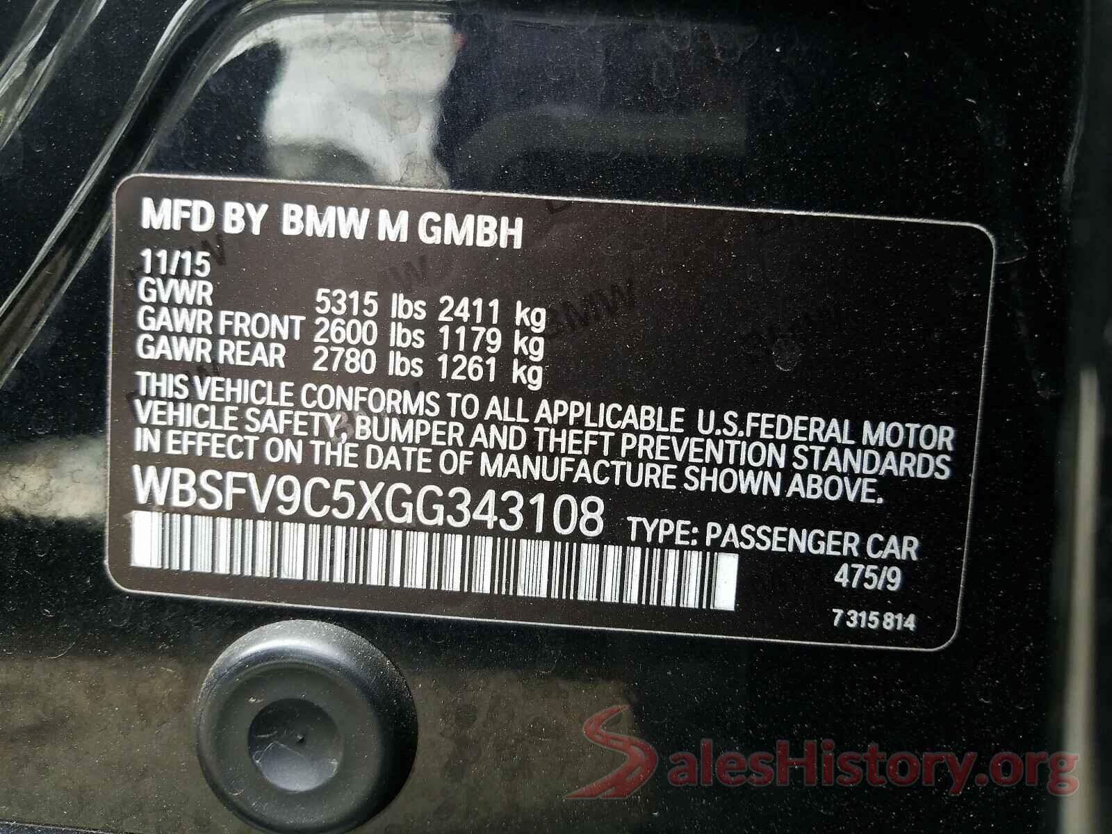 WBSFV9C5XGG343108 2016 BMW M5