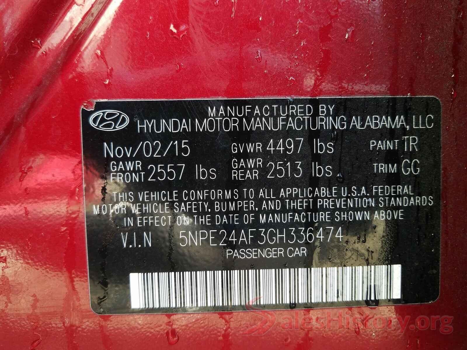 5NPE24AF3GH336474 2016 HYUNDAI SONATA